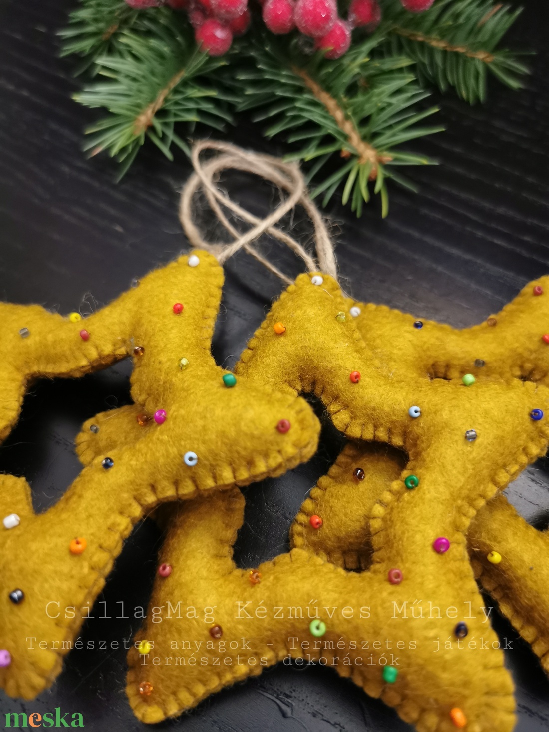 KÜLÖNLEGES KARÁCSONYI CSILLAGOK 3 DB/SZETT EGYEDI FENNTARTHATÓ TERMÉSZETES ANYAGOK GYAPJÚFILC GYAPJÚ TERMÉSZETES DÍSZEK  - karácsony - karácsonyi lakásdekoráció - karácsonyfadíszek - Meska.hu