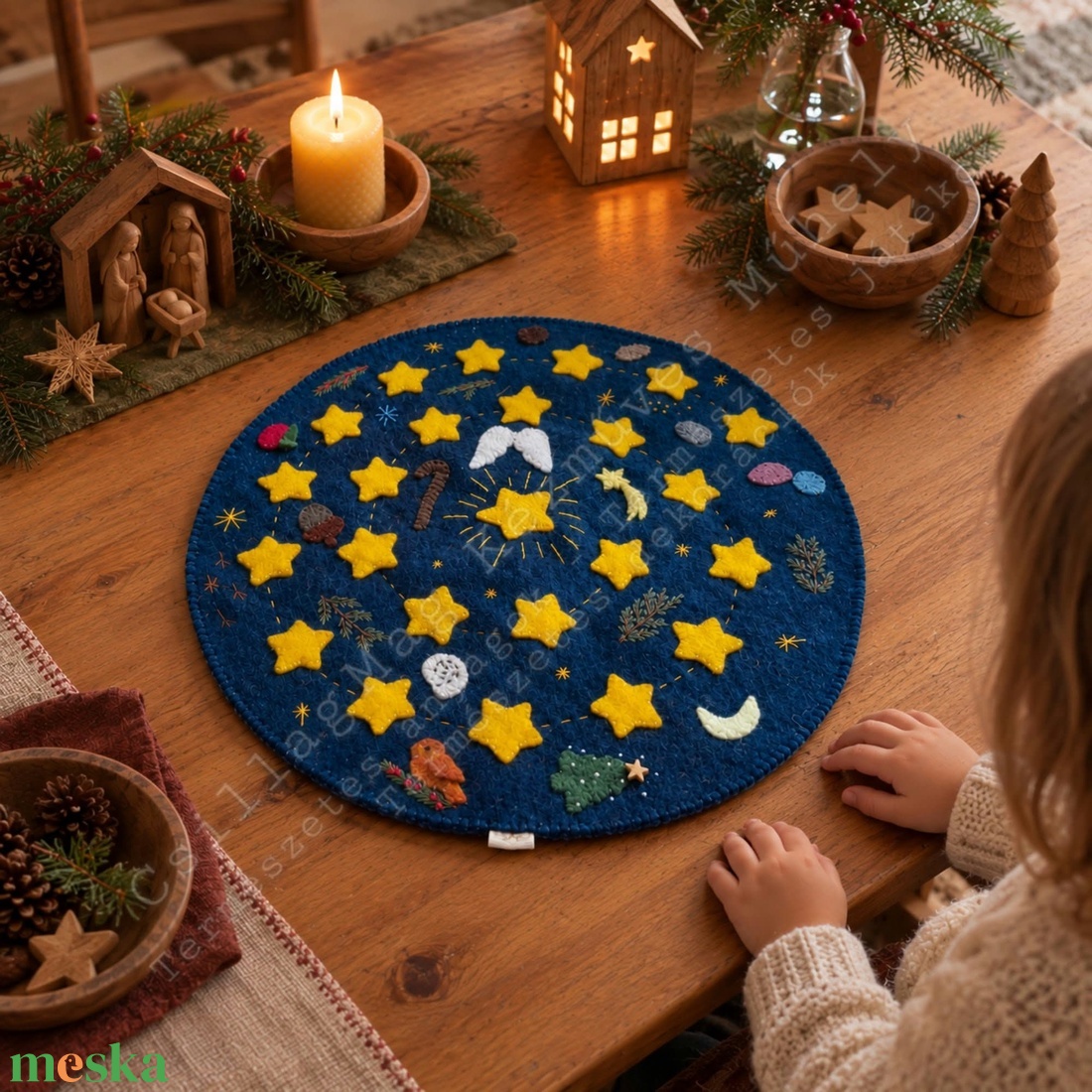CsillagMag Adventi lépegető adventi spriál adventi út évszakasztal Waldorf ihletésű kézzel készült karácsonyi várakozás  - karácsony - adventi díszek - adventi naptár - Meska.hu