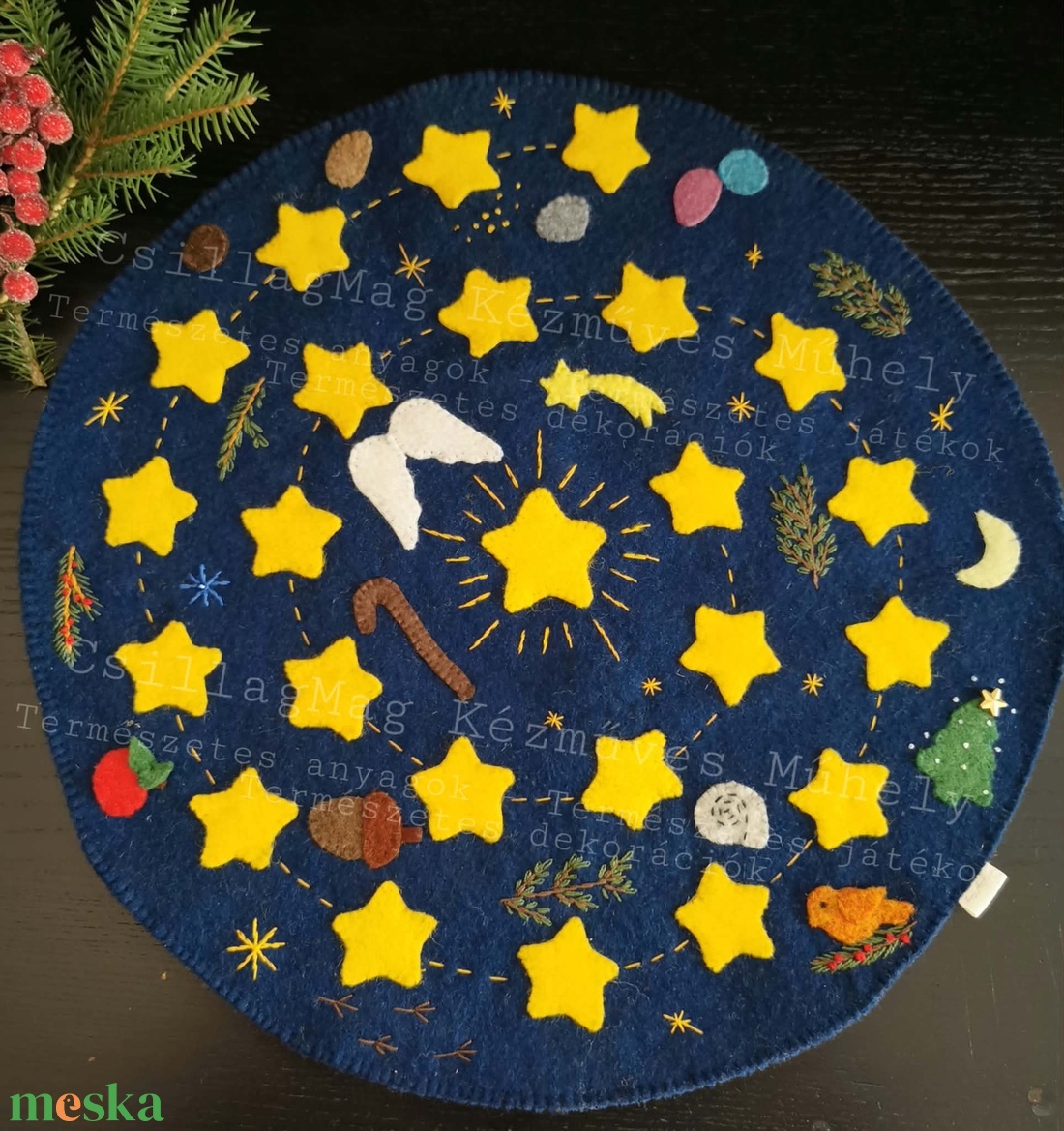 CsillagMag Adventi lépegető adventi spriál adventi út évszakasztal Waldorf ihletésű kézzel készült karácsonyi várakozás  - karácsony - adventi díszek - adventi naptár - Meska.hu