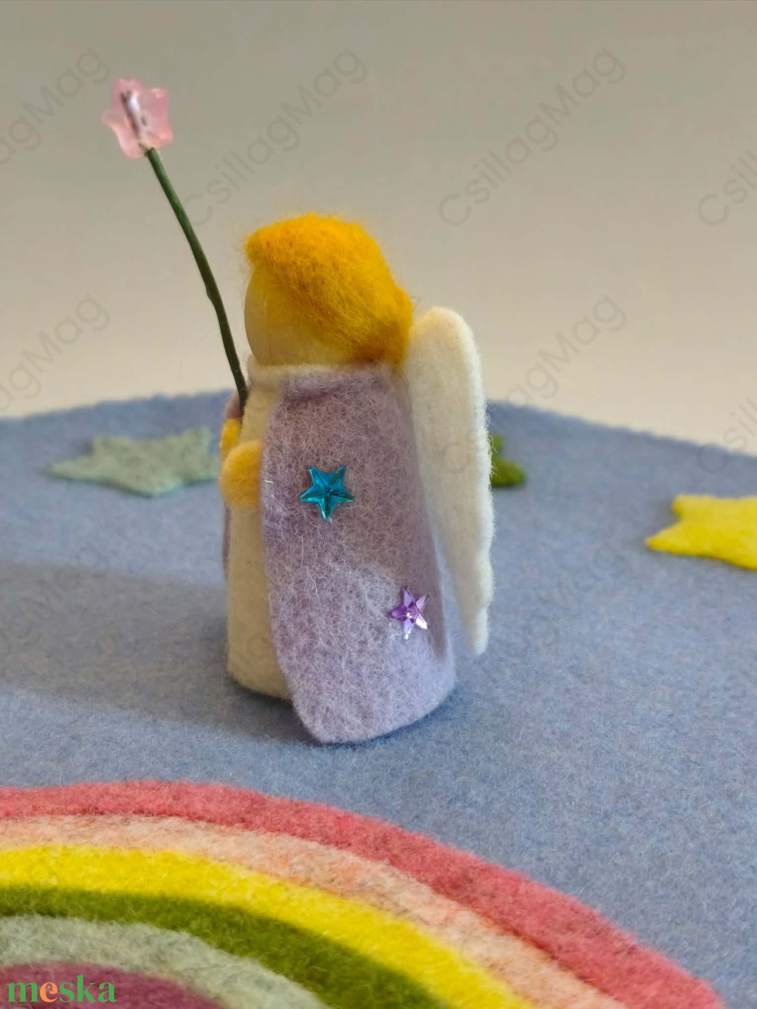 Születésnapi Csillagösvény 2 db/szett hét napos születésnapi lépegető angyalkával kézműves gyapjúfilc dekoráció Waldorf - baba - mama - baba játékok - waldorf játékok - Meska.hu
