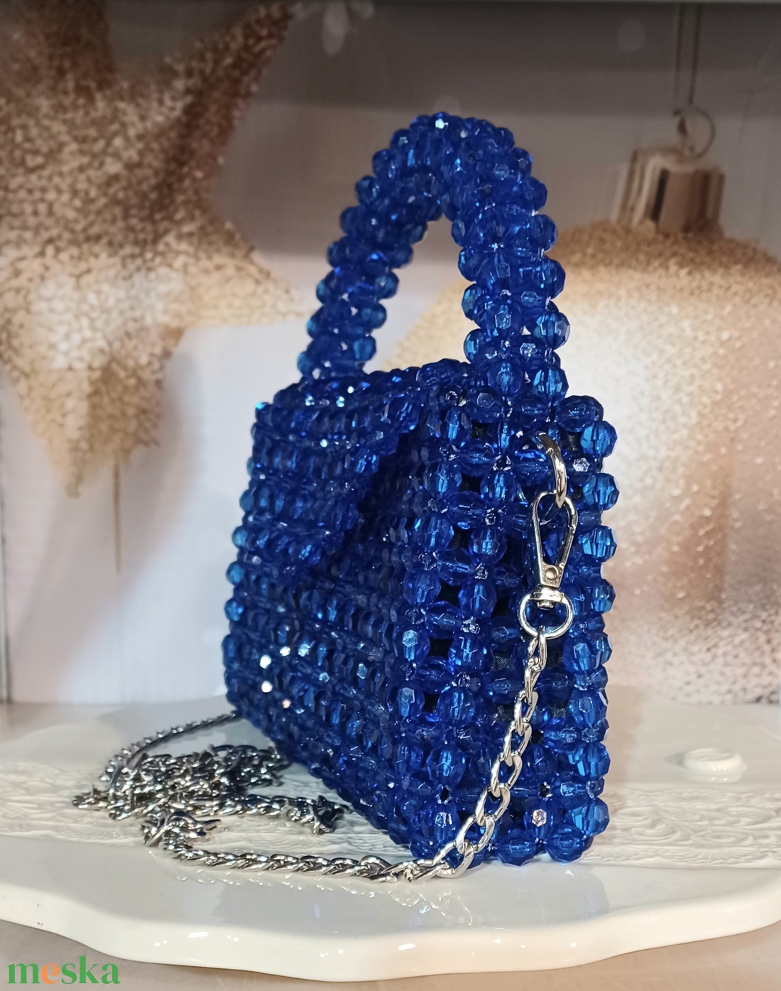 Gyöngytáska - királykék  - táska & tok - kézitáska & válltáska - alkalmi táska - Meska.hu