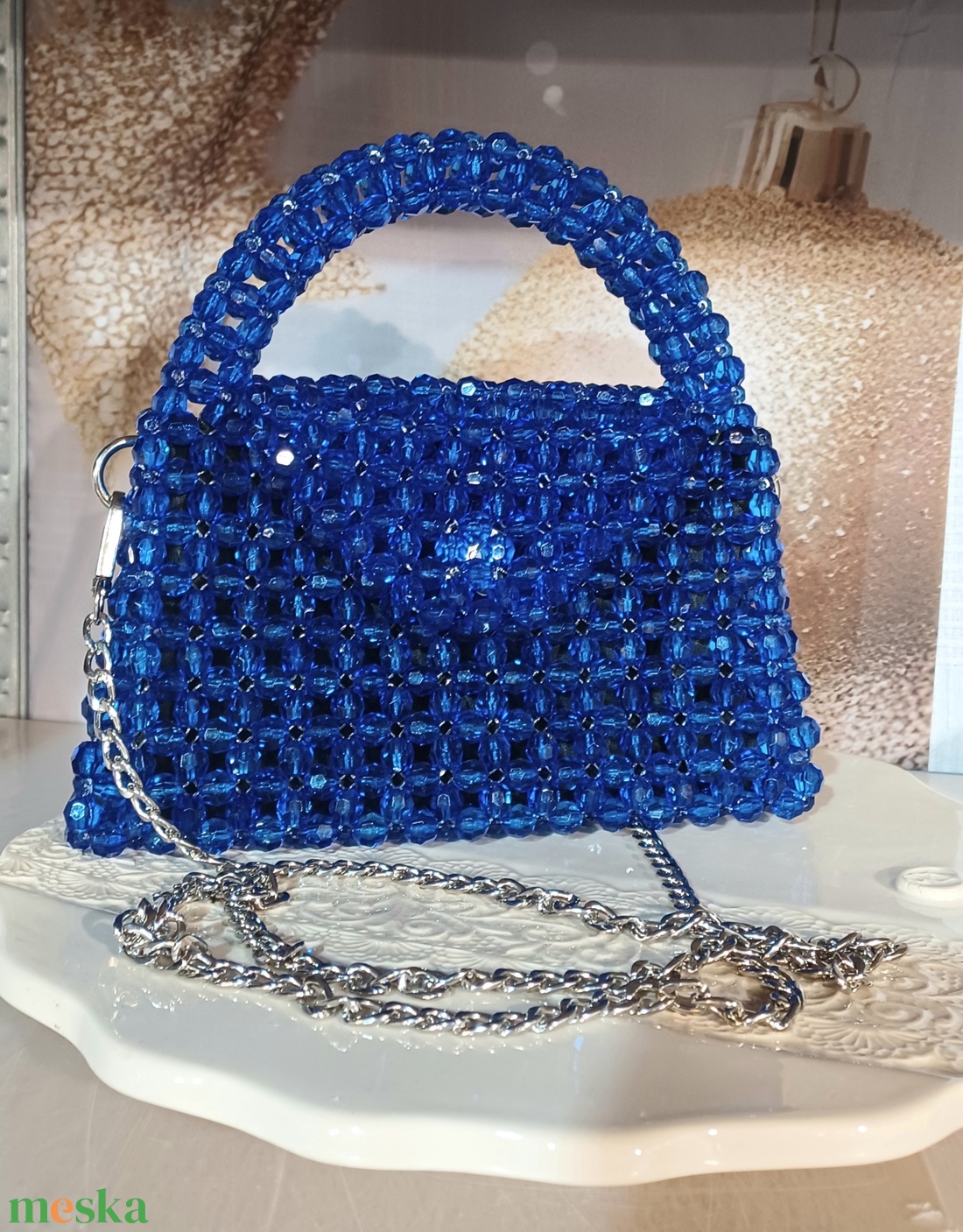 Gyöngytáska - királykék  - táska & tok - kézitáska & válltáska - alkalmi táska - Meska.hu