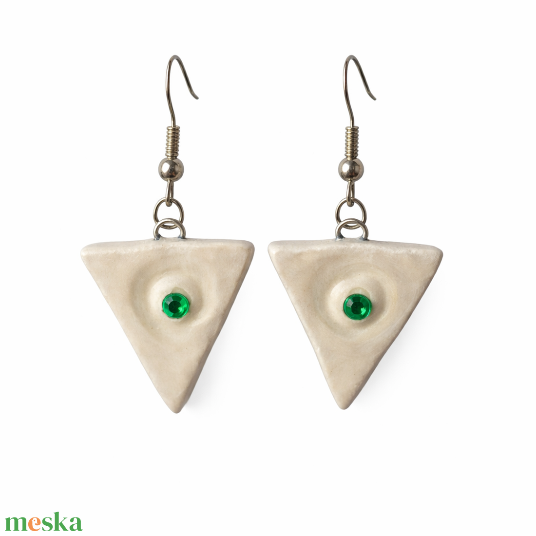 Zöld köves  � fülbevaló - ékszer - fülbevaló - lógó fülbevaló - Meska.hu