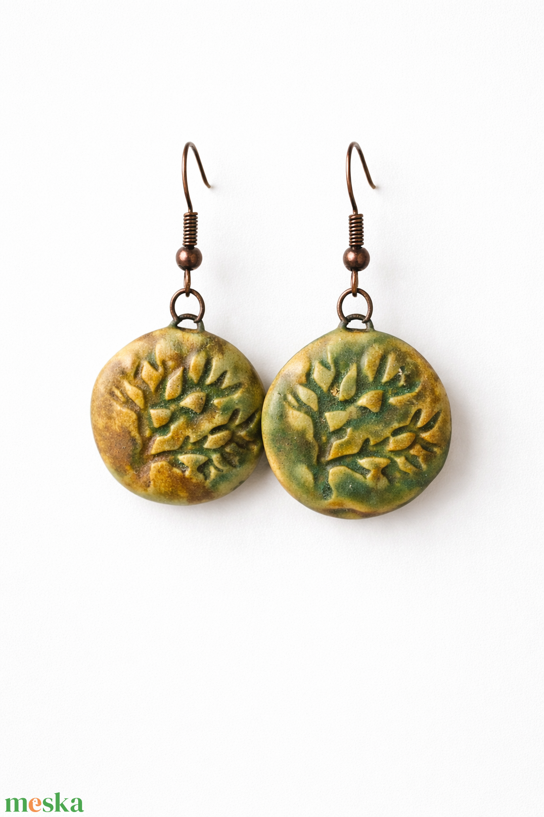 Lombok között � antik zöld fülbevaló - ékszer - fülbevaló - lógó fülbevaló - Meska.hu