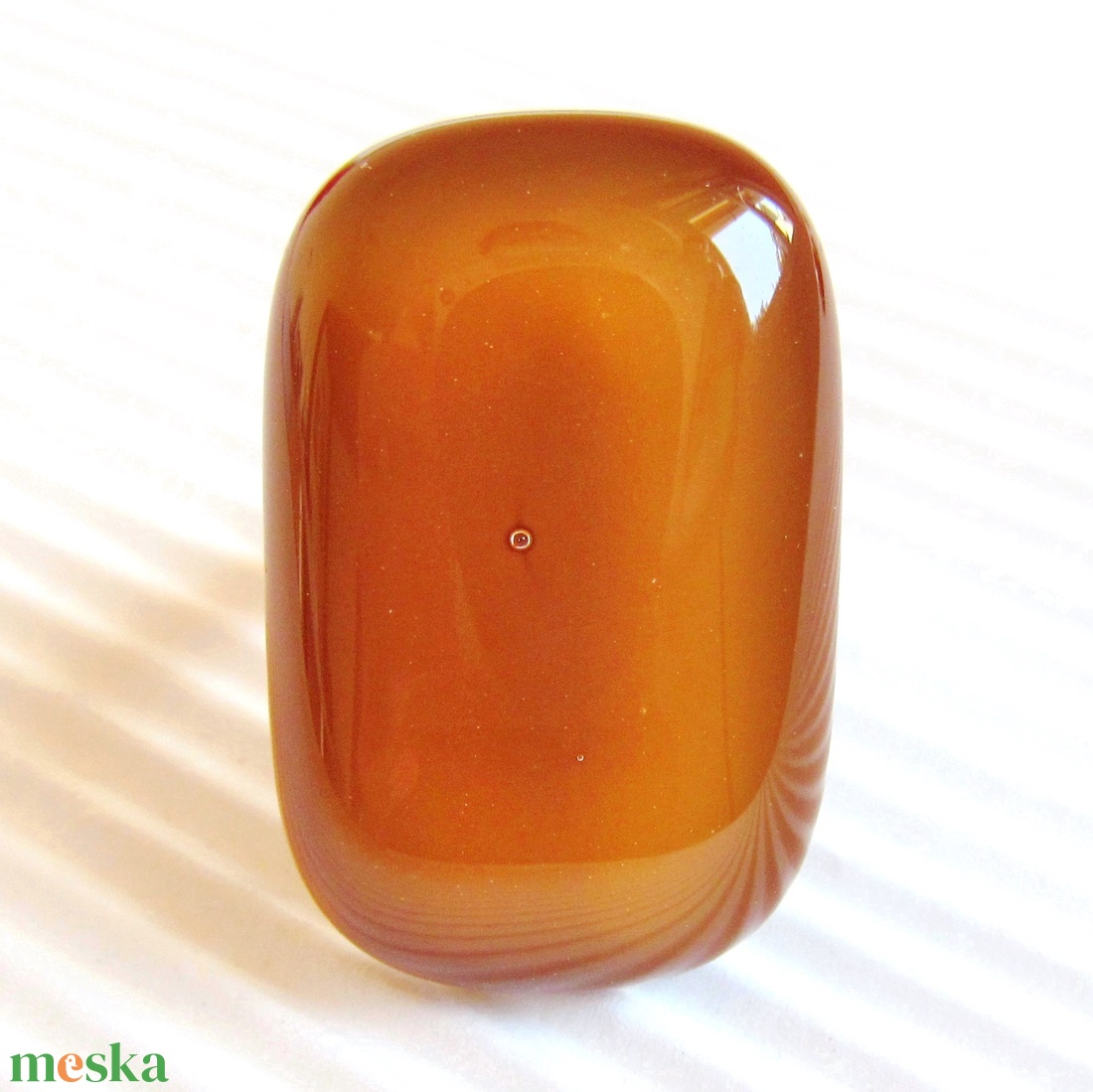 Karamell barna elegáns üveg gyűrű, üvegékszer - ékszer - gyűrű - statement gyűrű - Meska.hu