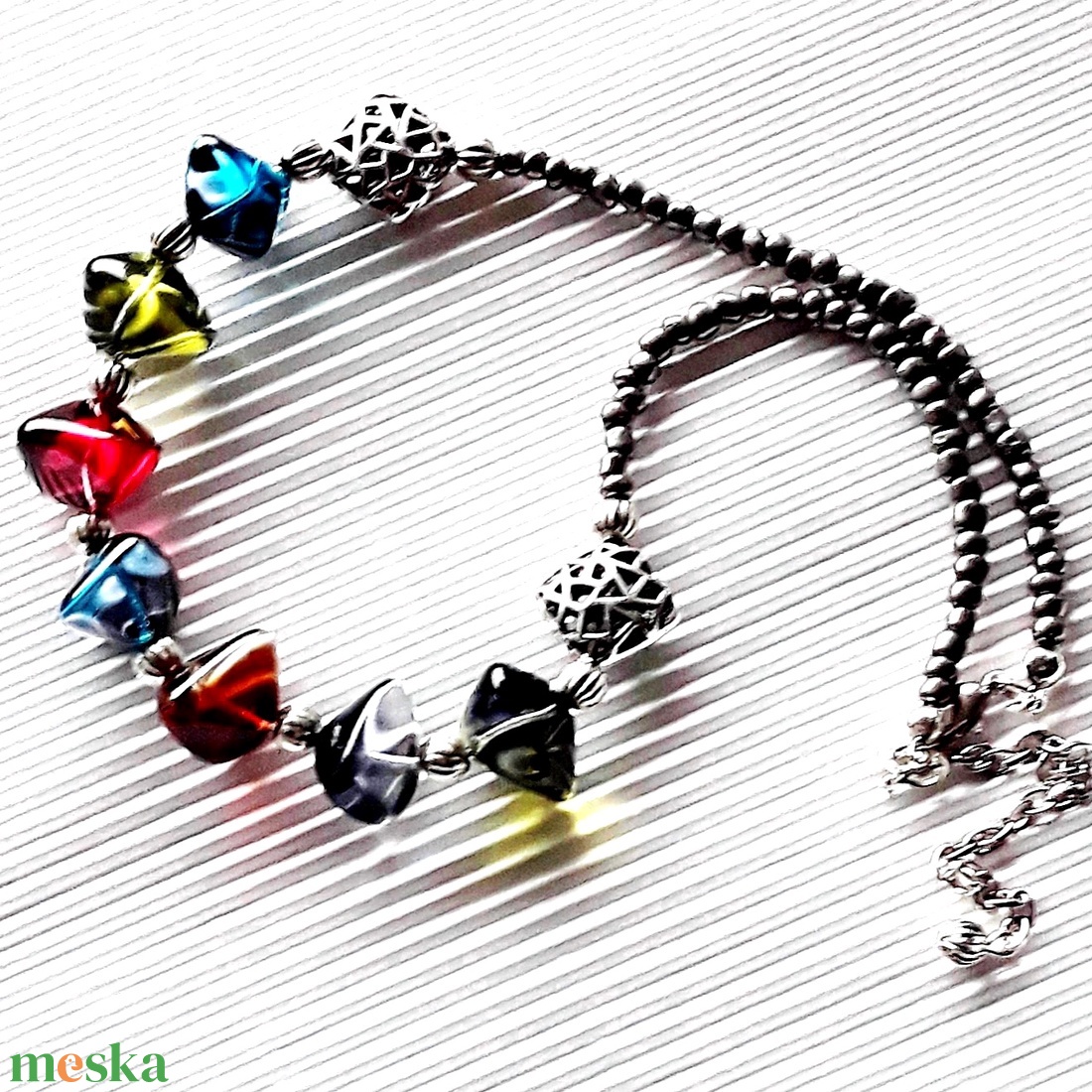  Mélység statement üveggyöngy nyakék, üveggyöngy ékszer - ékszer - nyaklánc - statement nyaklánc - Meska.hu