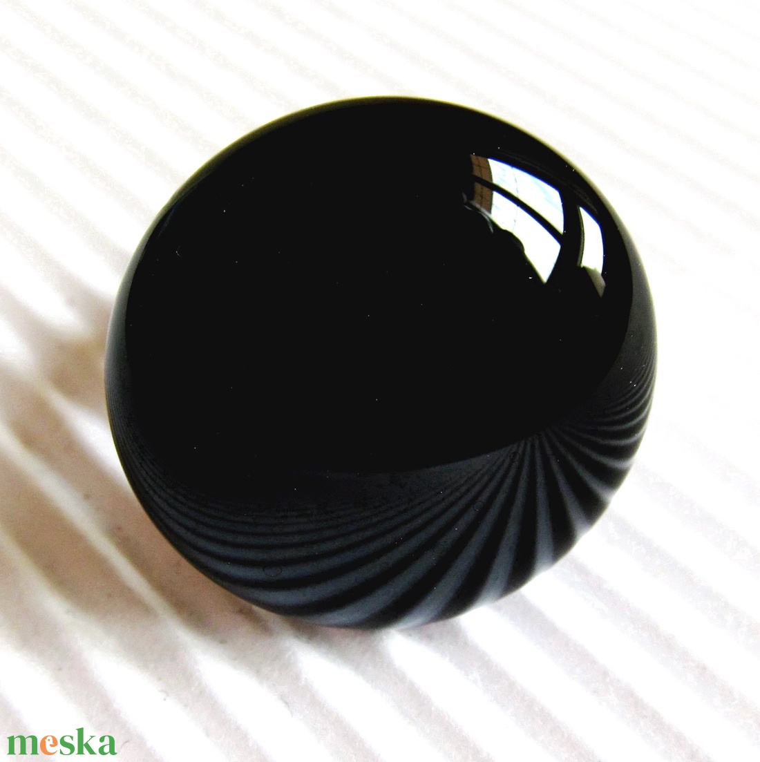 NEMESACÉL! - Éjfekete kerek üveg gyűrű, üvegékszer - ékszer - gyűrű - statement gyűrű - Meska.hu