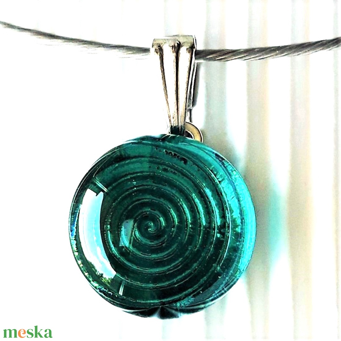 Végtelen tenger pötty medál NEMESACÉL akasztón, üvegékszer - Limitált széria! - ékszer - nyaklánc - medálos nyaklánc - Meska.hu