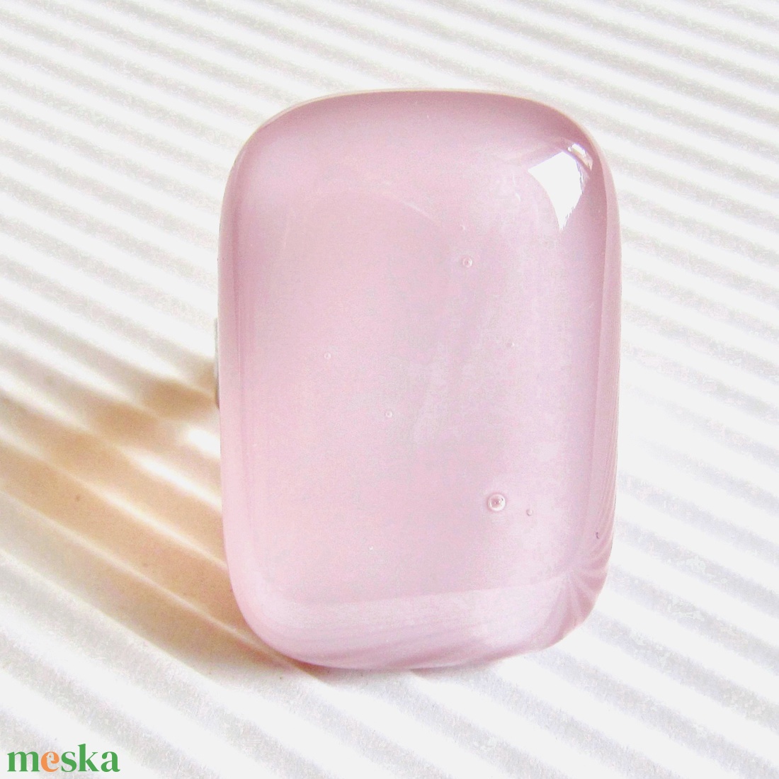 NEMESACÉL! - Sápadt rózsaszín elegancia üveg gyűrű, üvegékszer - ékszer - gyűrű - statement gyűrű - Meska.hu