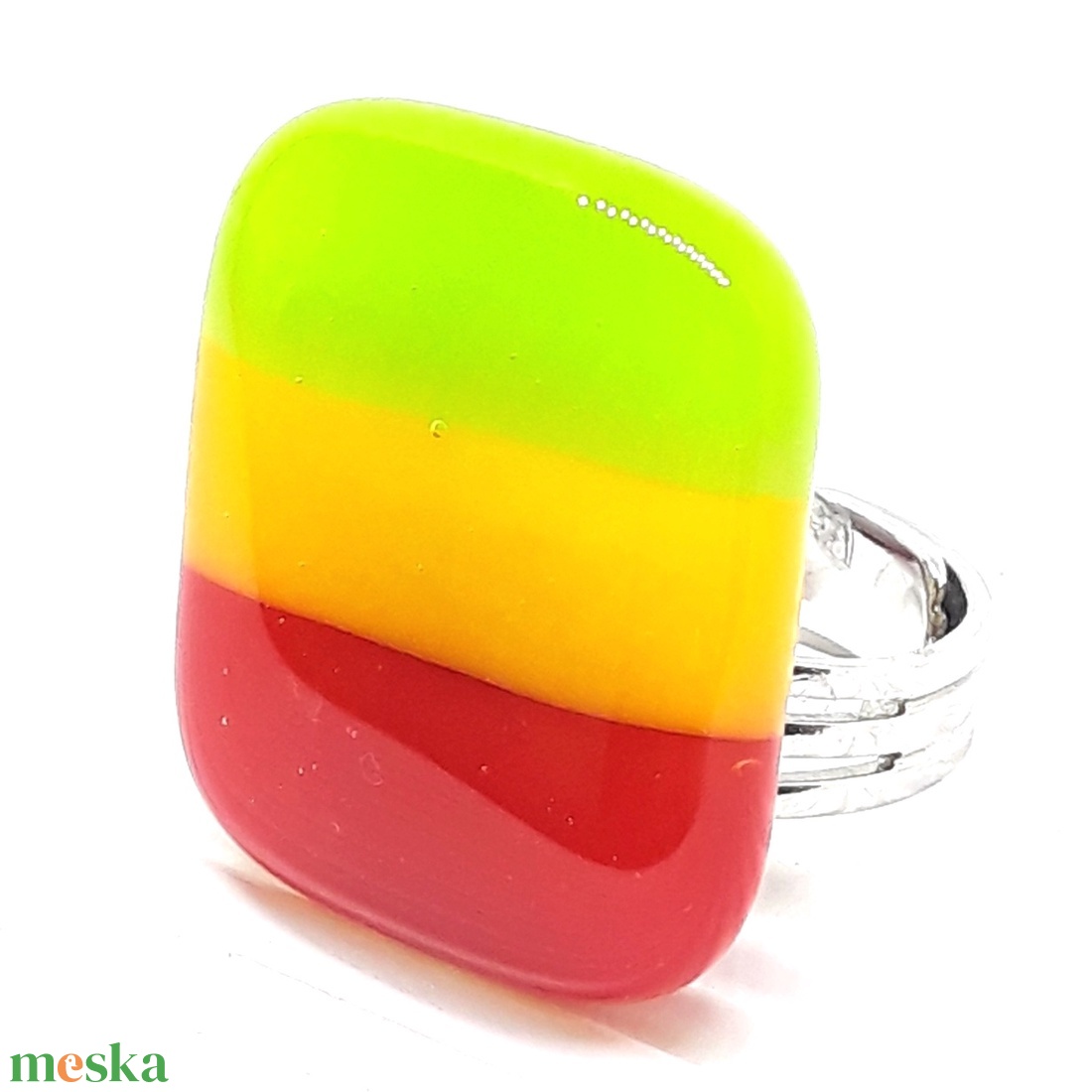 NEMESACÉL - Inkák kincse üveg gyűrű, üvegékszer - ékszer - gyűrű - statement gyűrű - Meska.hu