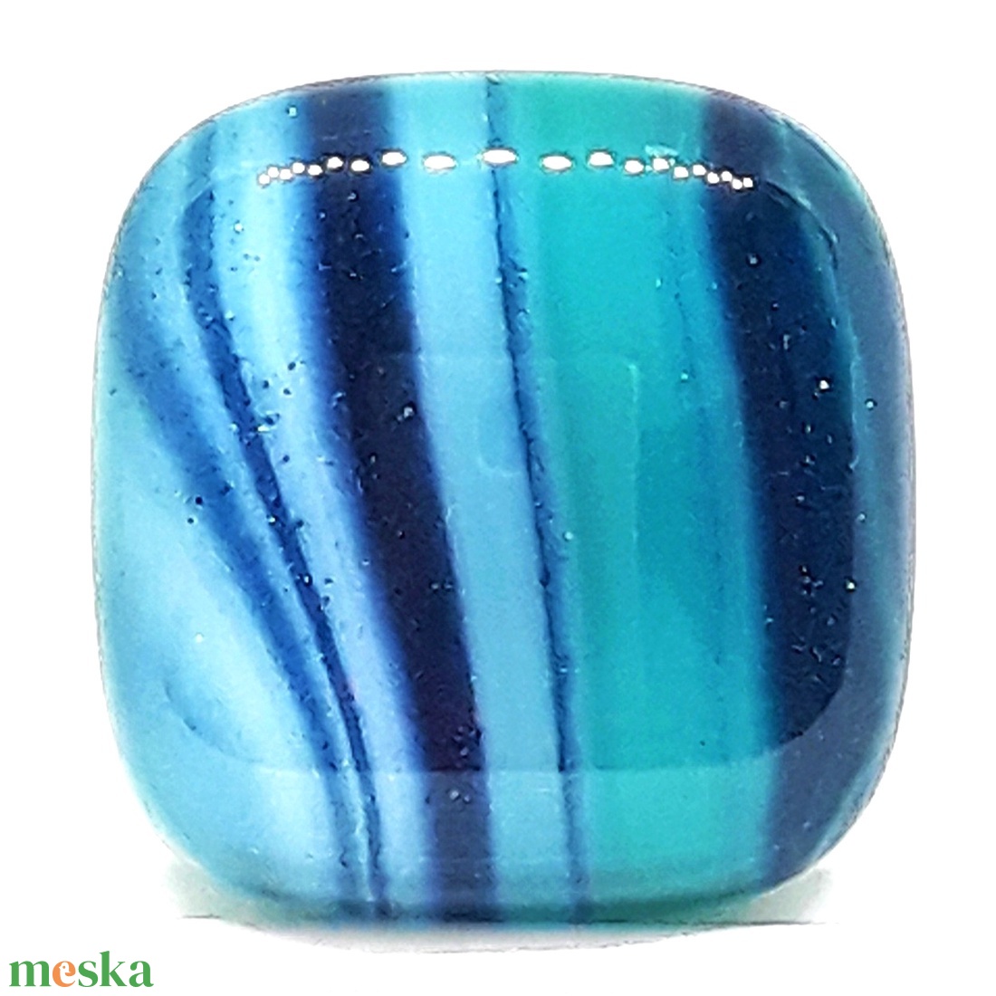 Smaragd - kék selyemcsillám üveg gyűrű, minimal üvegékszer - ékszer - gyűrű - statement gyűrű - Meska.hu