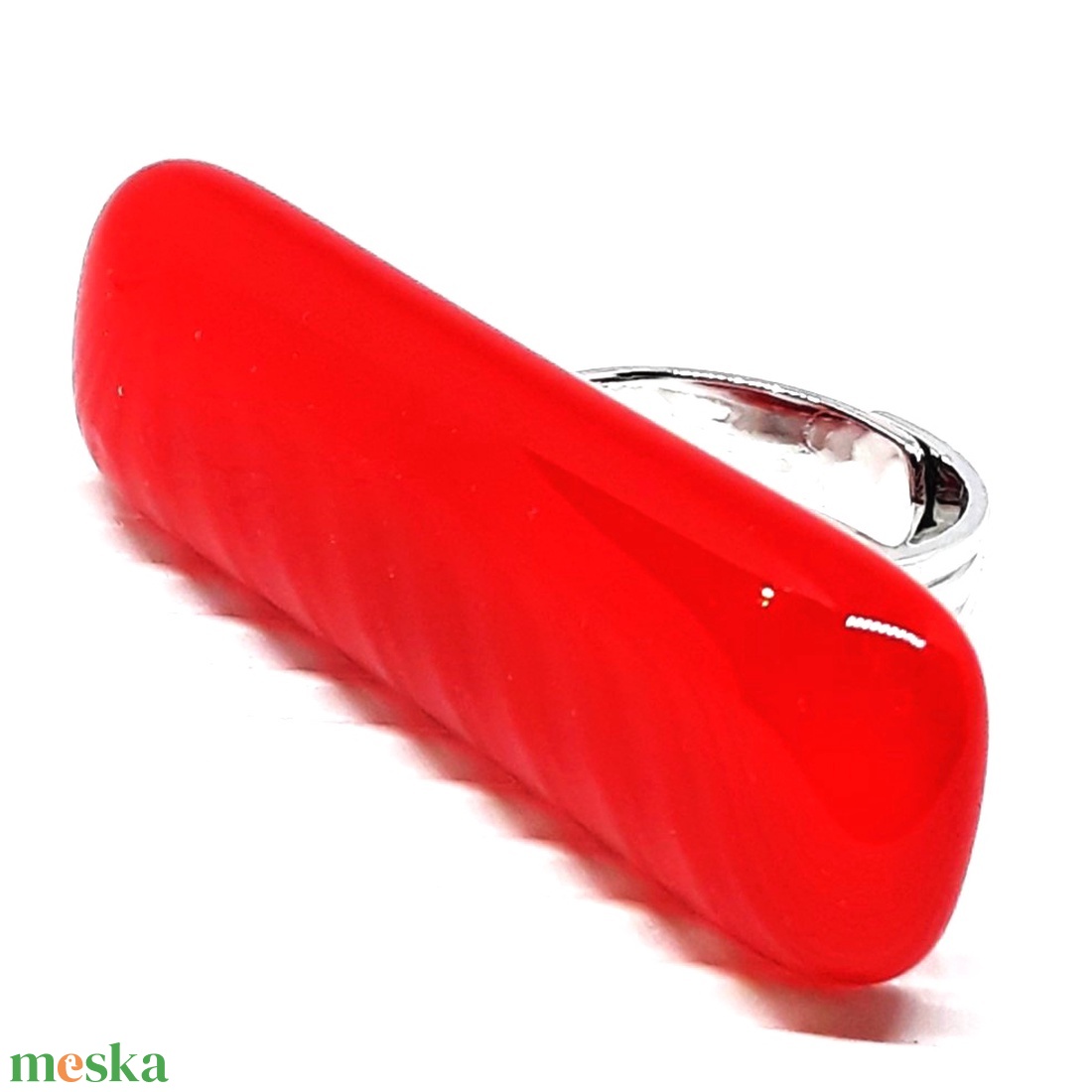 NEMESACÉL - Piros extravagáns maxi üveg gyűrű, üvegékszer - ékszer - gyűrű - statement gyűrű - Meska.hu
