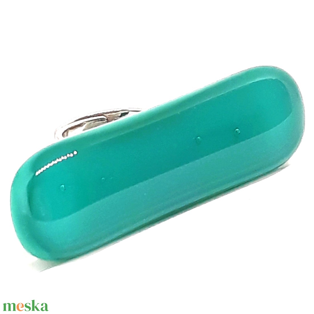 NEMESACÉL! - Hamvas smaragd extravagáns maxi üveg gyűrű, üvegékszer - ékszer - gyűrű - statement gyűrű - Meska.hu