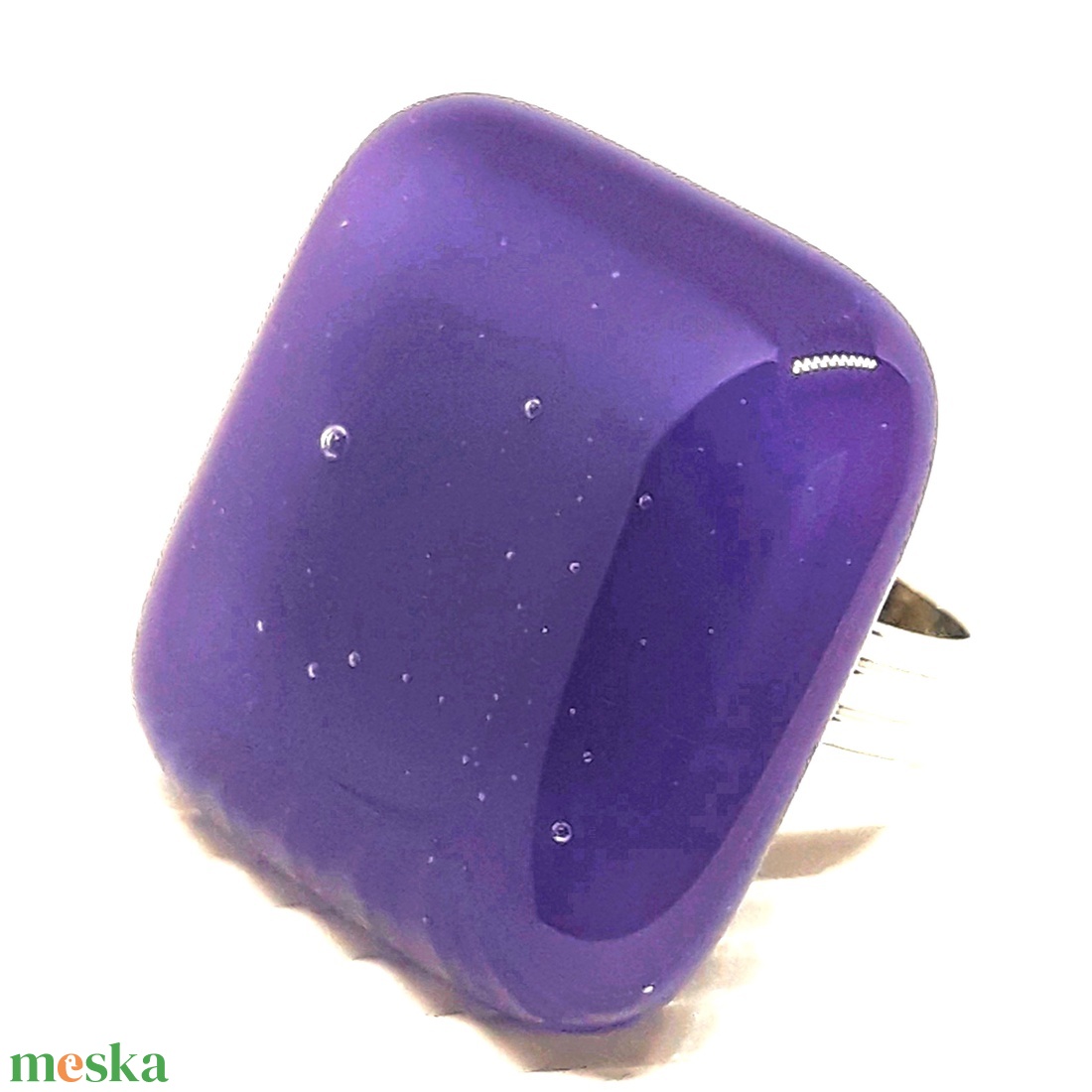 NEMESACÉL! - Viola lila maxi üveg gyűrű, üvegékszer - ékszer - gyűrű - statement gyűrű - Meska.hu