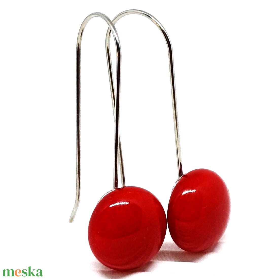 NEMESACÉL - Maxi meggy üveg fülbevaló, minimal design akasztón, üvegékszer - ékszer - fülbevaló - lógós kerek fülbevaló - Meska.hu NEMESACÉL - Maxi meggy üveg fülbevaló, minimal design akasztón, üvegékszer - ékszer - fülbevaló - lógós kerek fülbevaló - Meska.hu