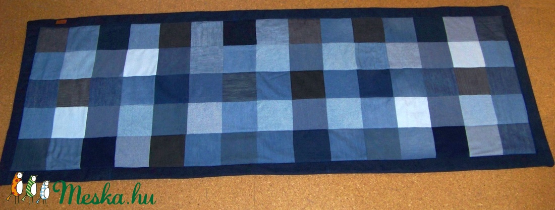 Puha falvédő, szőnyeg, kék és szürke farmer patchwork, bevezető áron -  - Meska.hu