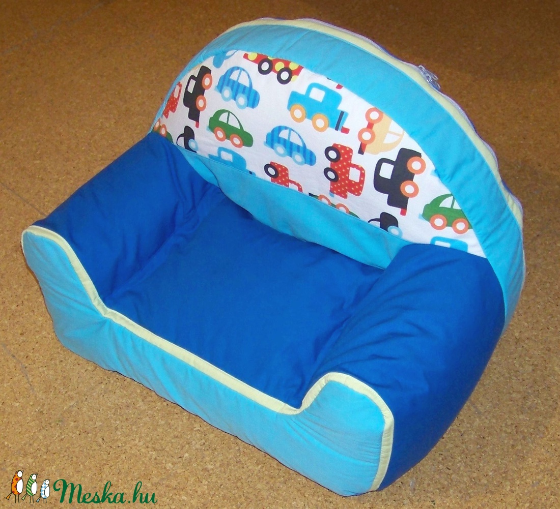 Babzsák fotel, babafotel, türkiz, járműves, mosható huzattal       - otthon & életmód - bútor - babzsák - Meska.hu