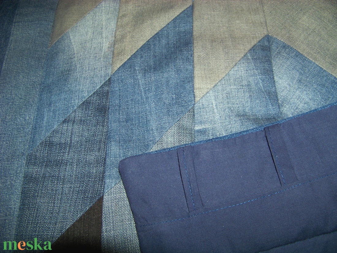 Falvédő, szőnyeg: farmer csillag patchwork, kék � szürke, új, egyedi, kézműves termék, NoWaste - otthon & életmód - lakástextil - falvédő - Meska.hu