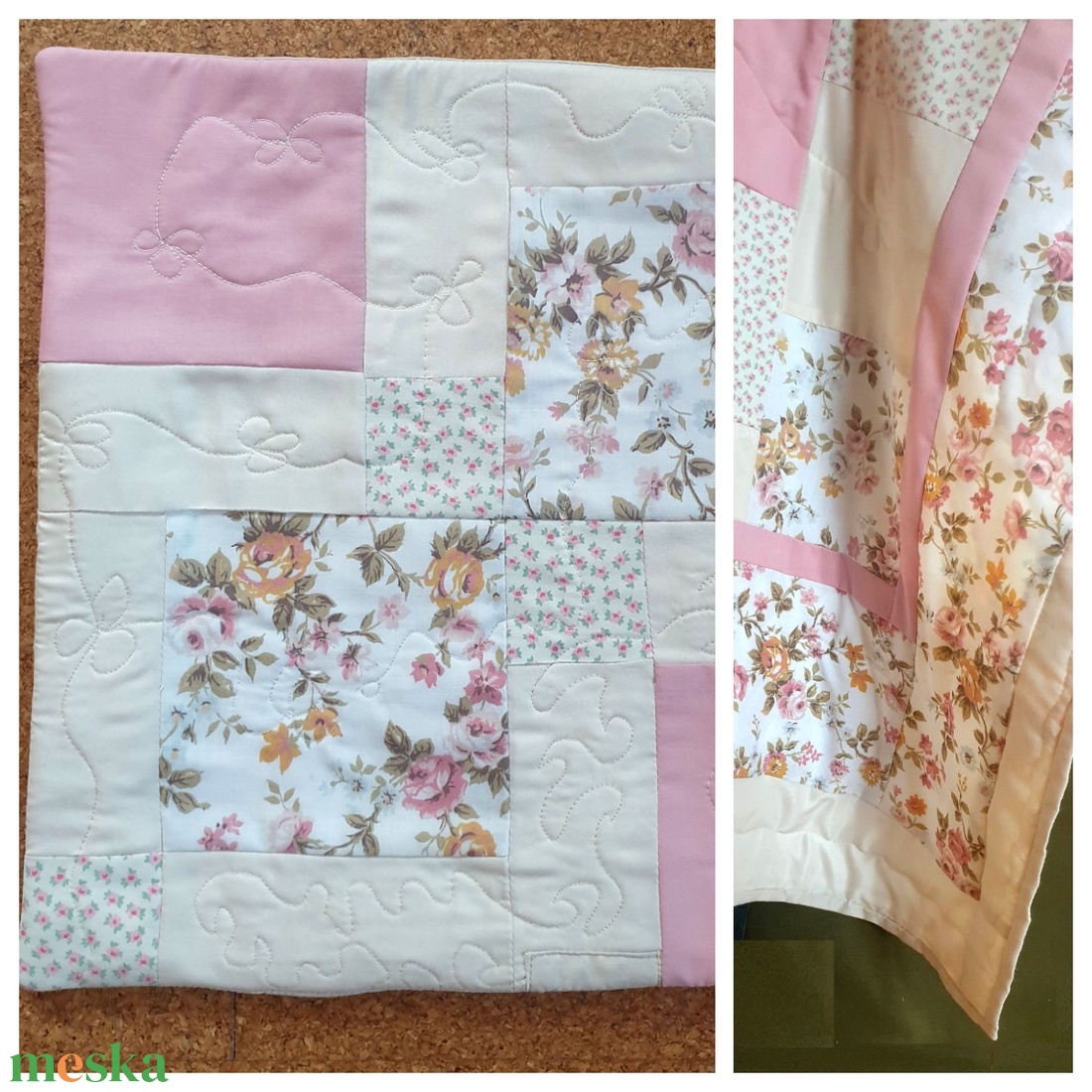 Vintage: patchwork ágytakaró, puha takaró, ajándék párnahuzattal, új, egyedi, kézműves termék - otthon & életmód - lakástextil - ágytakaró - Meska.hu