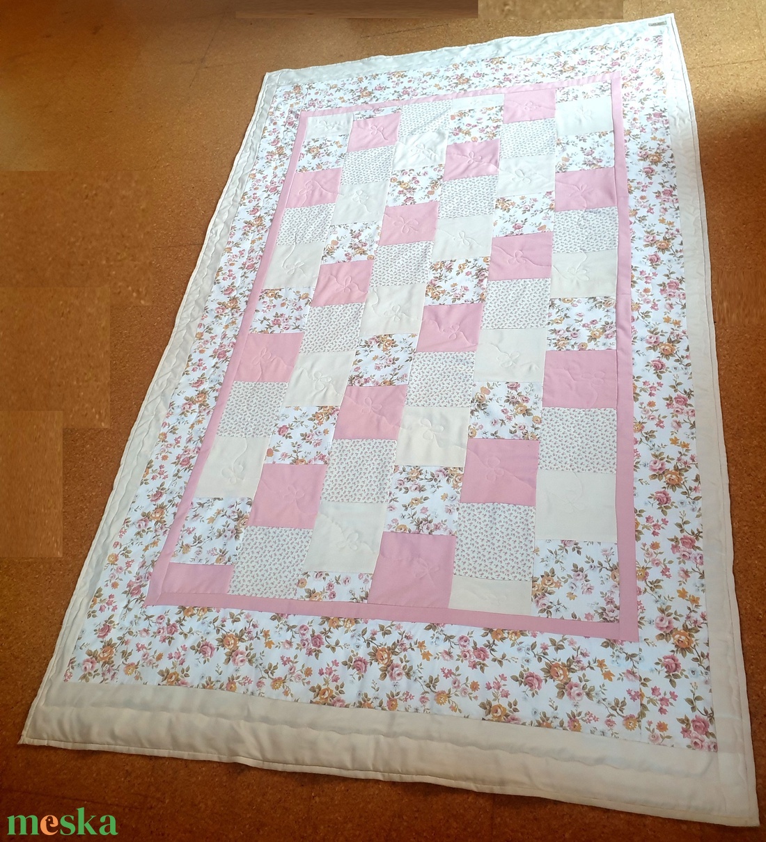 Vintage: patchwork ágytakaró, puha takaró, ajándék párnahuzattal, új, egyedi, kézműves termék - otthon & életmód - lakástextil - ágytakaró - Meska.hu