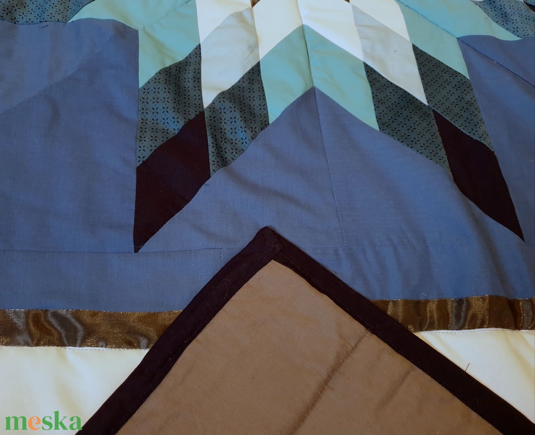 Ágytakaró franciaágyra, 2 db ajándék párnahuzattal. Csillagfény: ezüst  türkiz  kék patchwork. Új, egyedi, kézműves - otthon & életmód - lakástextil - ágytakaró - Meska.hu