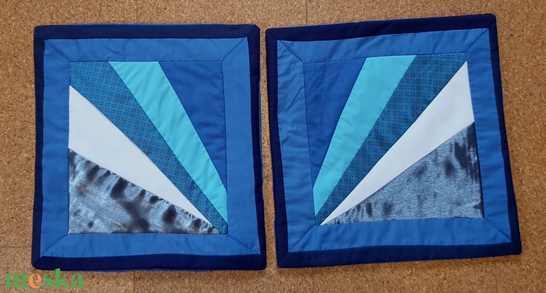 Ágytakaró franciaágyra, 2 db ajándék párnahuzattal. Csillagfény: ezüst  türkiz  kék patchwork. Új, egyedi, kézműves - otthon & életmód - lakástextil - ágytakaró - Meska.hu