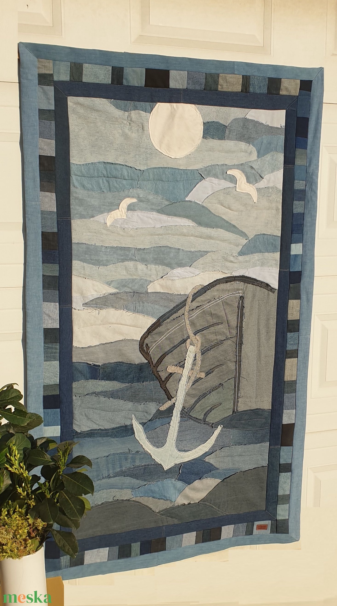 Falikép, falvédő: nagyméretű, rojtolt farmer patchwork, puha, mosható. Vízpart: 104x176 cm. Új, egyedi, kézműves termék - művészet - textilkép - egyéb - Meska.hu Falikép, falvédő: nagyméretű, rojtolt farmer patchwork, puha, mosható. Vízpart: 104x176 cm. Új, egyedi, kézműves termék - művészet - textilkép - egyéb - Meska.hu