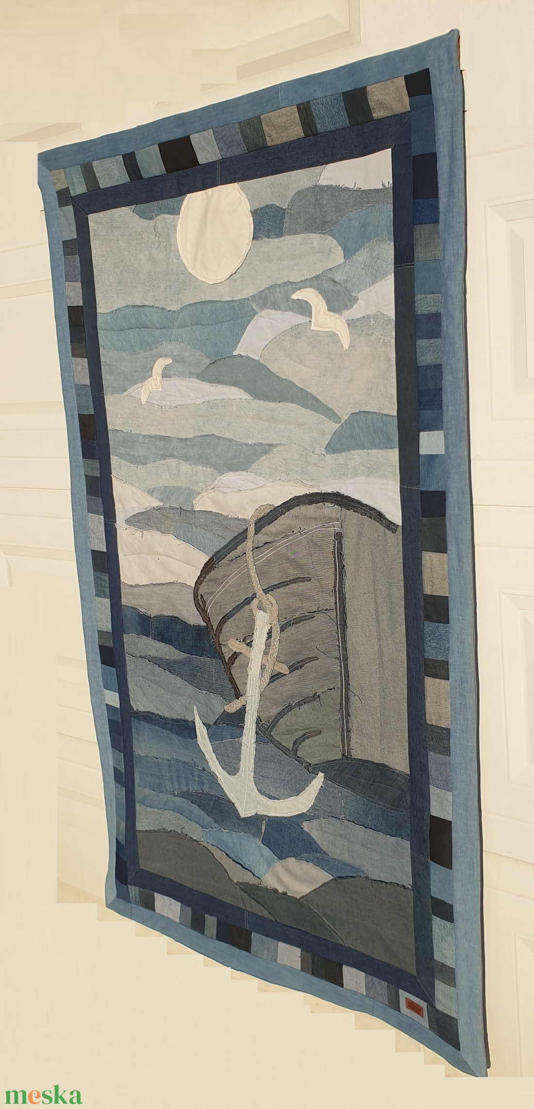Falikép, falvédő: nagyméretű, rojtolt farmer patchwork, puha, mosható. Vízpart: 104x176 cm. Új, egyedi, kézműves termék - művészet - textilkép - egyéb - Meska.hu Falikép, falvédő: nagyméretű, rojtolt farmer patchwork, puha, mosható. Vízpart: 104x176 cm. Új, egyedi, kézműves termék - művészet - textilkép - egyéb - Meska.hu