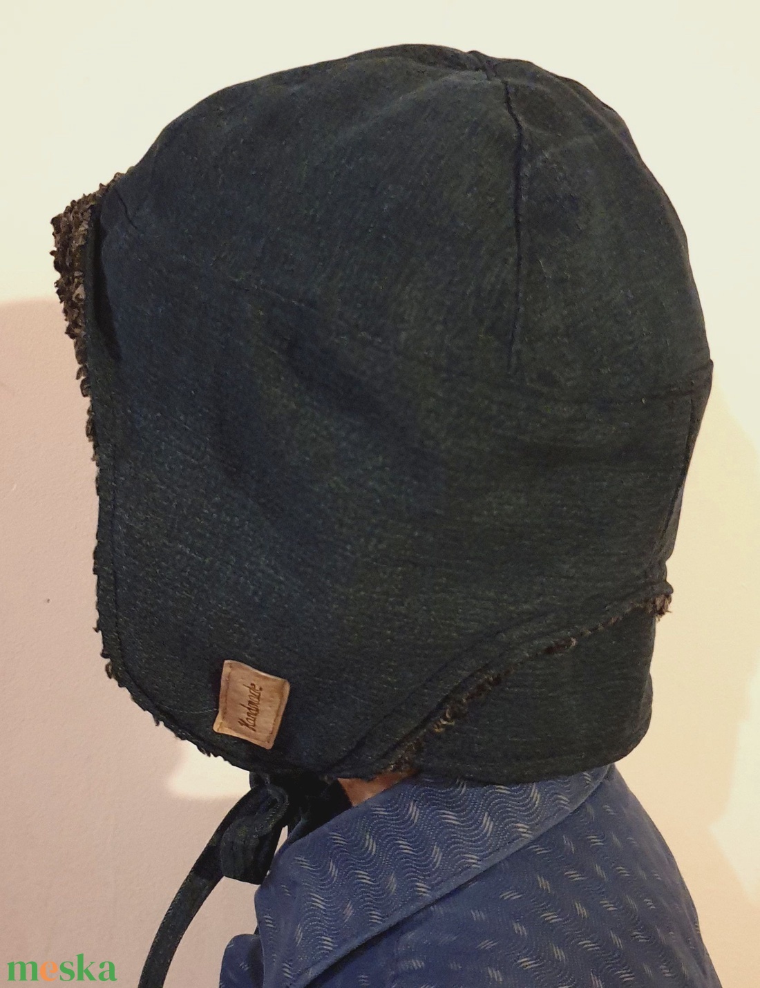 Férfi, fiú sapka. Bélelt farmer, puha és meleg. 62 cm. Upcycling, NoWaste. Új, egyedi tervezésű kézműves termék - ruha & divat - sál, sapka, kendő - sapka - Meska.hu