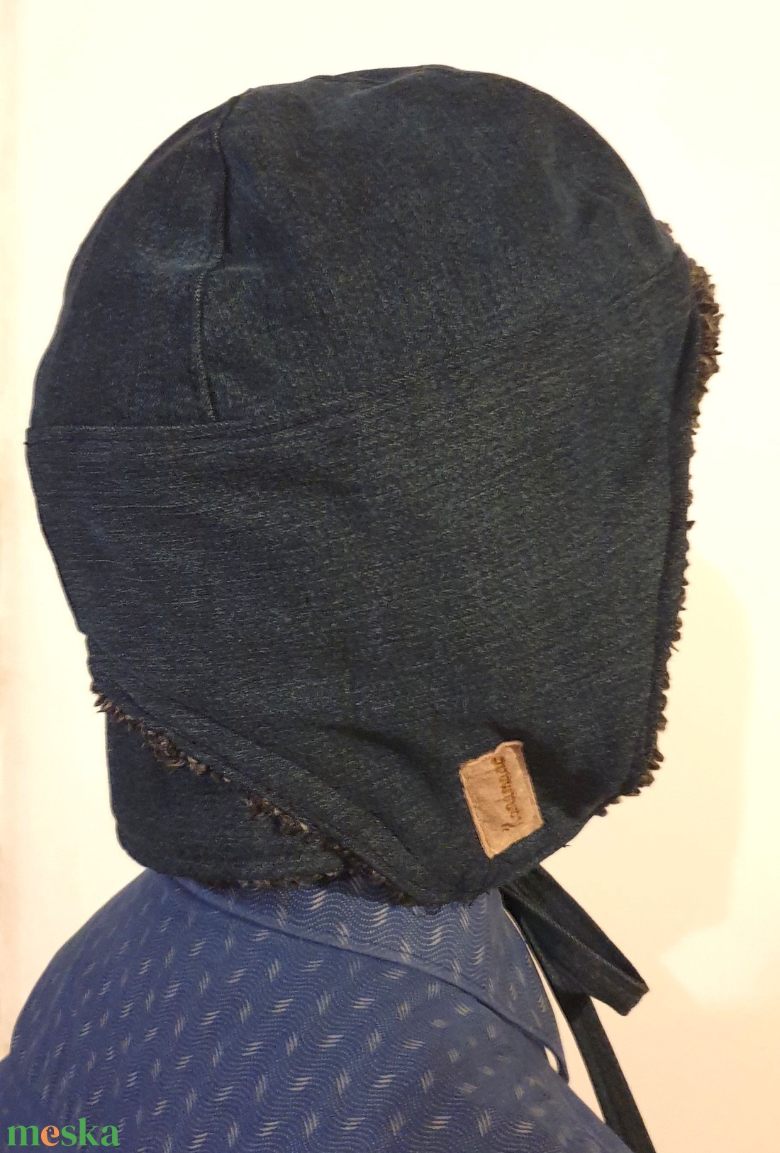 Férfi, fiú sapka. Bélelt farmer, puha és meleg. 62 cm. Upcycling, NoWaste. Új, egyedi tervezésű kézműves termék - ruha & divat - sál, sapka, kendő - sapka - Meska.hu