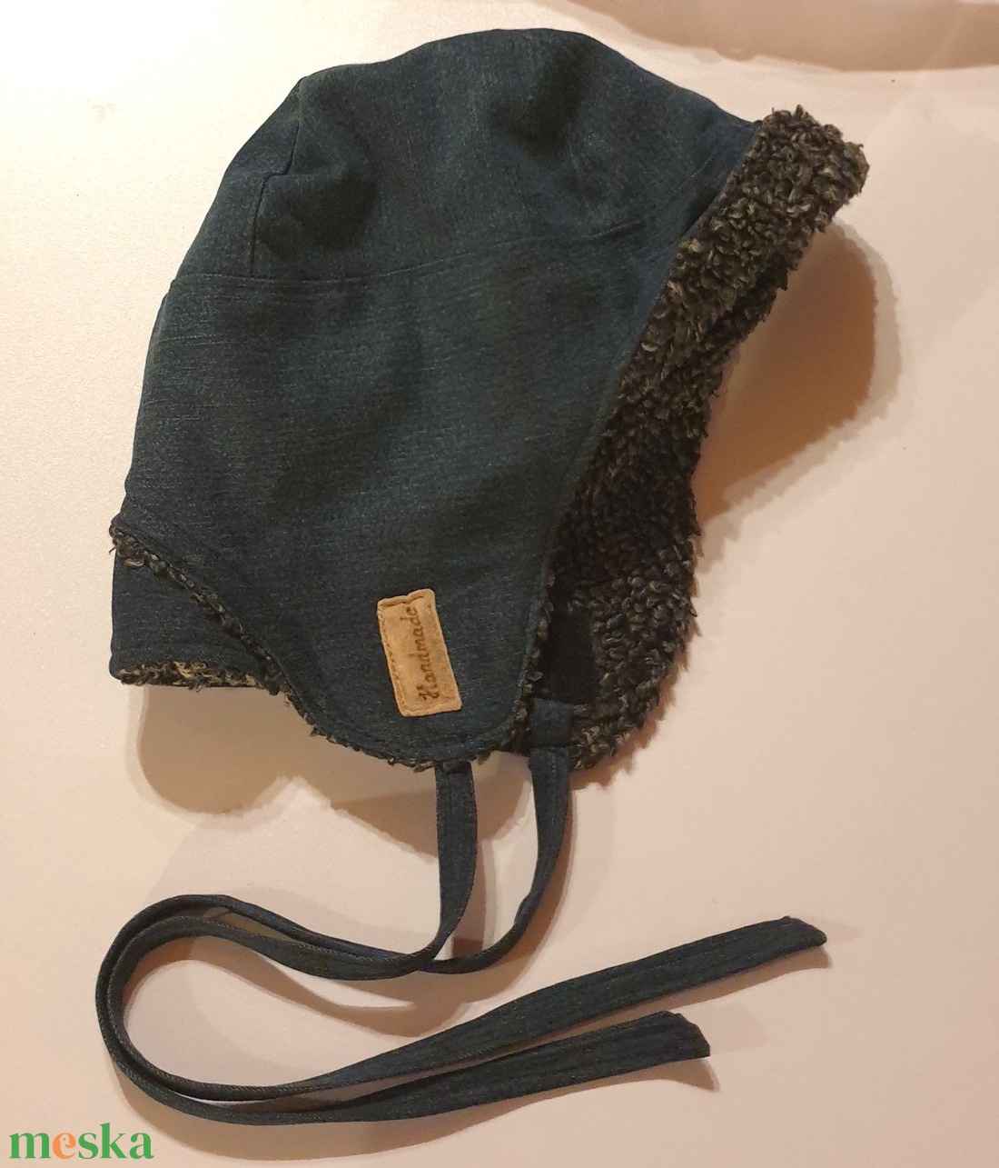 Férfi, fiú sapka. Bélelt farmer, puha és meleg. 62 cm. Upcycling, NoWaste. Új, egyedi tervezésű kézműves termék - ruha & divat - sál, sapka, kendő - sapka - Meska.hu