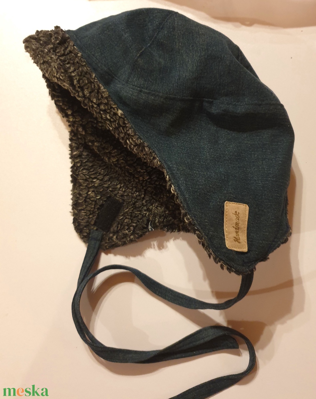 Férfi, fiú sapka. Bélelt farmer, puha és meleg. 62 cm. Upcycling, NoWaste. Új, egyedi tervezésű kézműves termék - ruha & divat - sál, sapka, kendő - sapka - Meska.hu