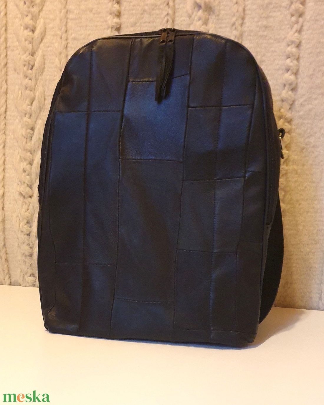 Hátizsák, valódi bőr patchwork, laptopnak is. Fekete. Egyedi, kézműves termék - táska & tok - laptoptáska, laptop hátizsák - Meska.hu