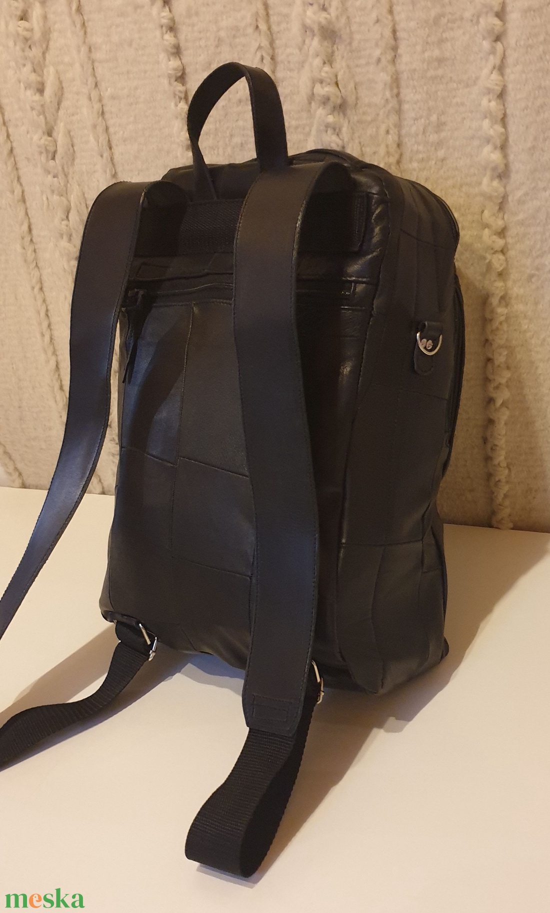 Hátizsák, valódi bőr patchwork, laptopnak is. Fekete. Egyedi, kézműves termék - táska & tok - laptoptáska, laptop hátizsák - Meska.hu