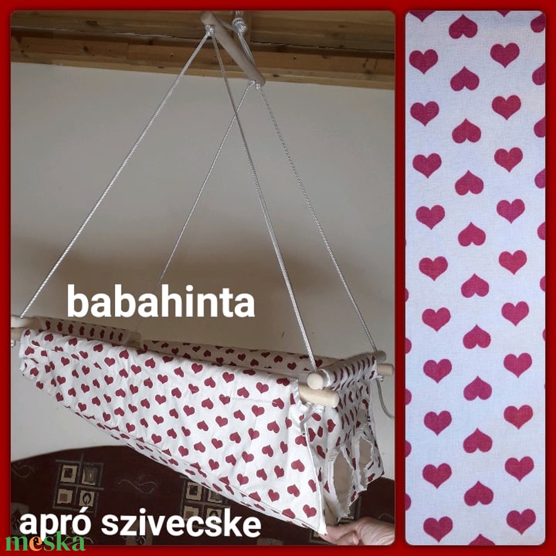 Babahinta - apró szivecske minta RUGÓVAL - játék & sport - hinta & kerti játék - Meska.hu