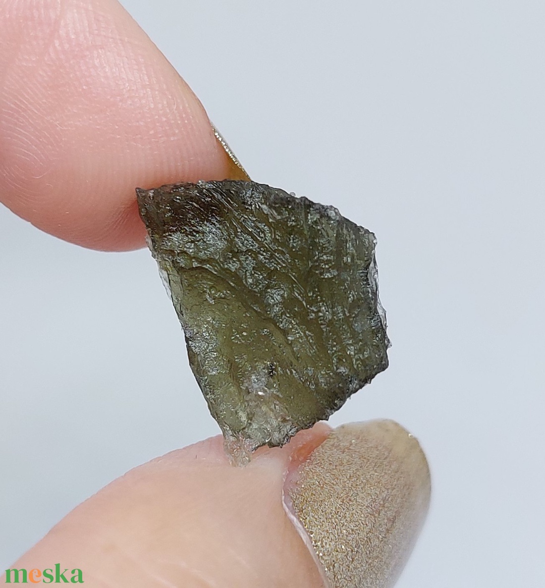 Moldavit - Valódi Moldavit nyaklánc, kivehető Moldavit Ásvány Szütyő nyakláncban (1.40g) - ékszer - nyaklánc - medálos nyaklánc - Meska.hu