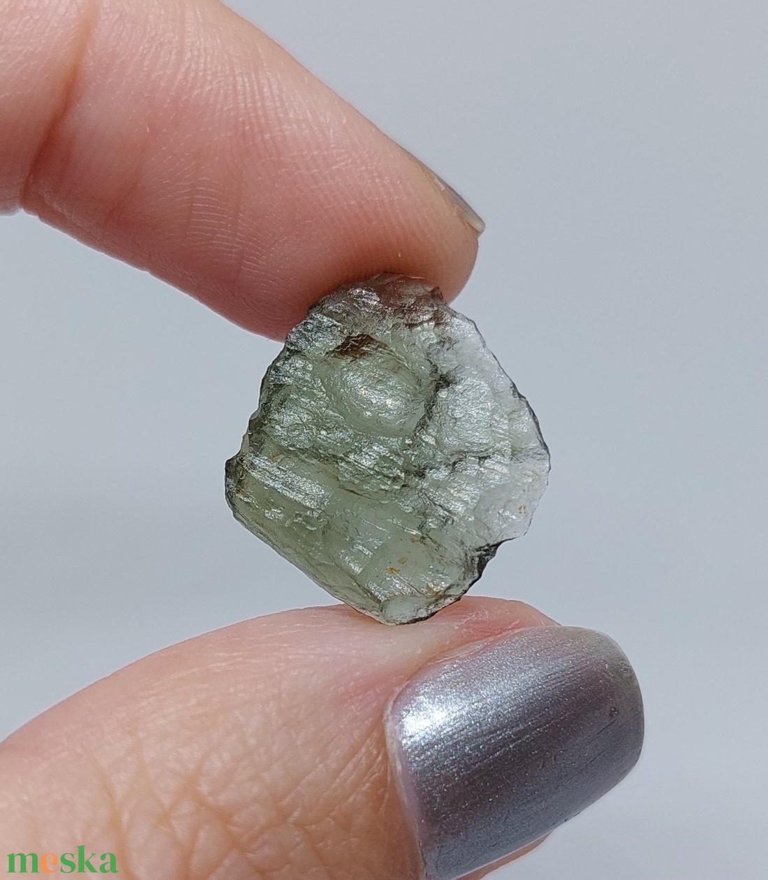 Moldavit karkötő vékony fonal szütyőben (kivehető) - ékszer - karkötő - fonott karkötő - Meska.hu