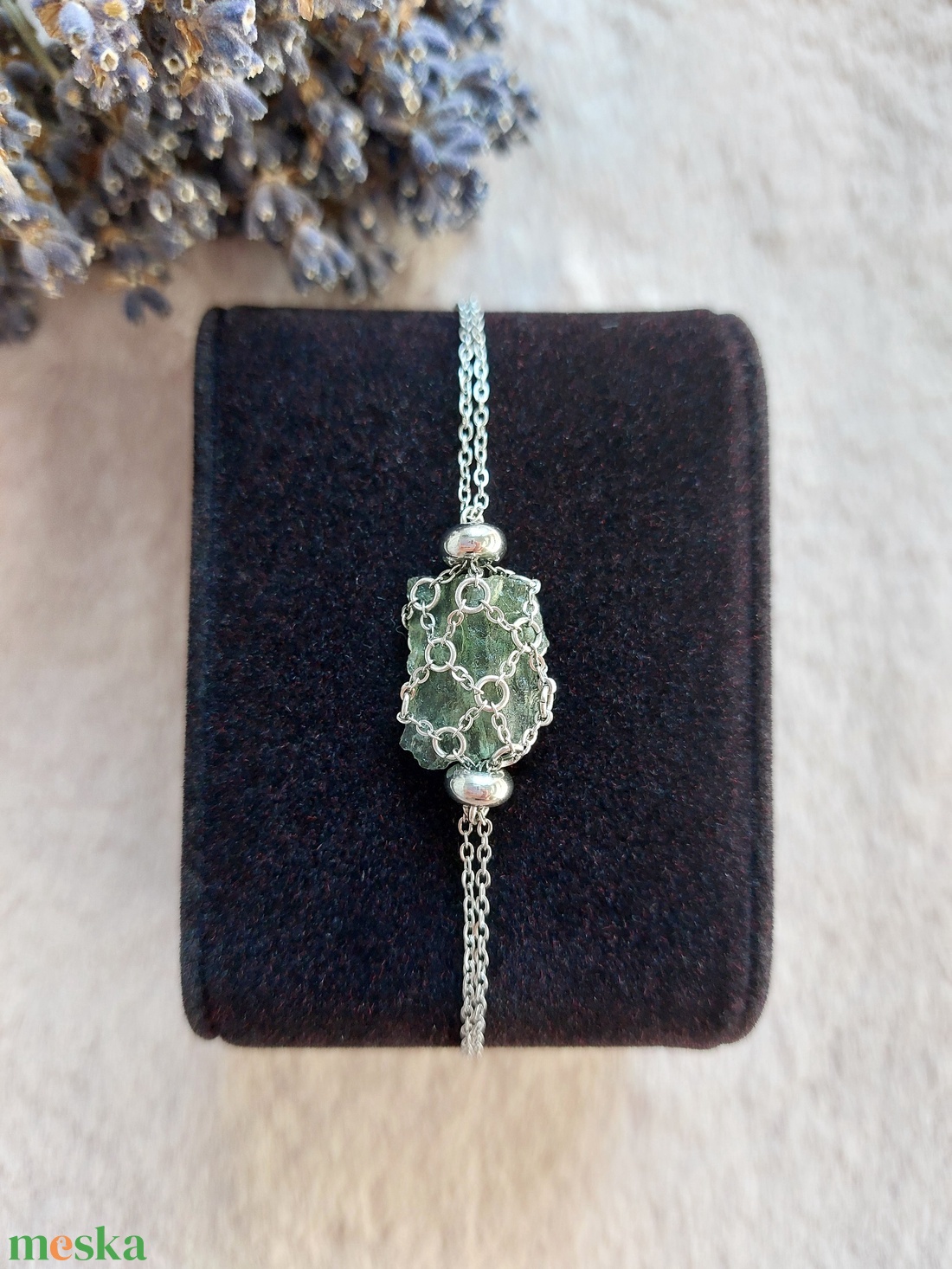 Üres nemesacél Ásvány Szütyő karkötő (ásvány nélkül) 0-s méret 14-17 cm csuklóra - ékszer - karkötő - lánc karkötő - Meska.hu