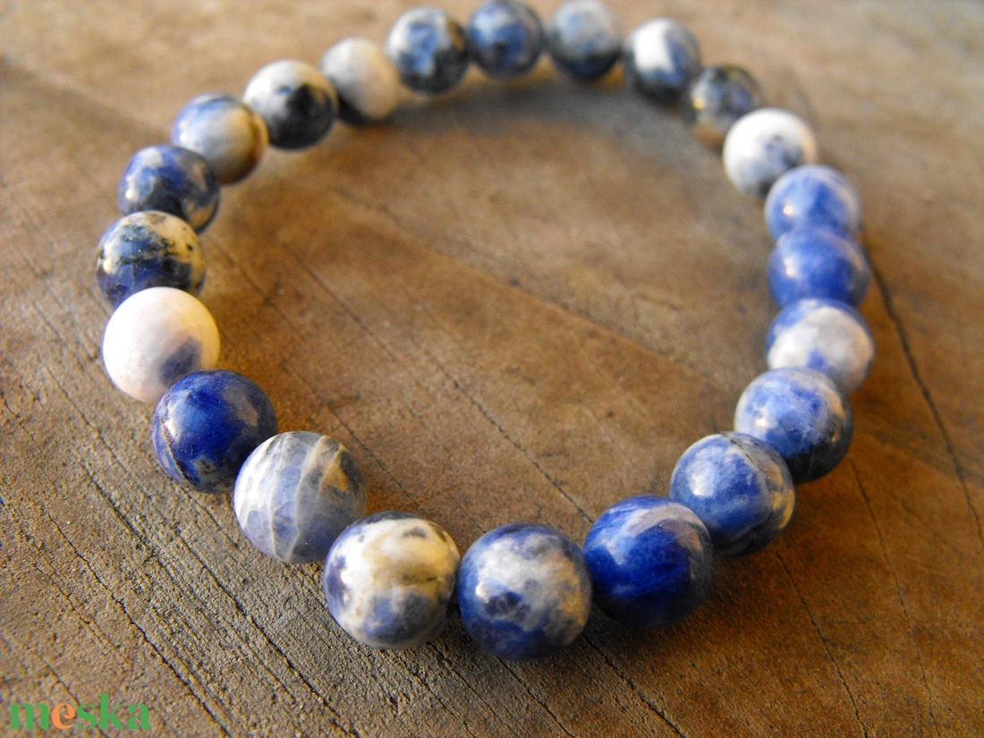 Szodalit karkötő - ékszer - karkötő - gyöngyös karkötő - Meska.hu