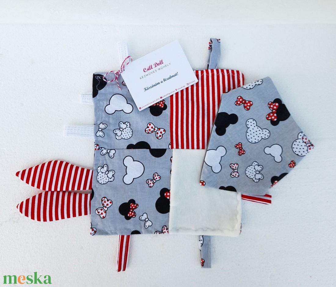 Minni mintás rongyi nyálkendővel a legkisebbeknek - játék & sport - babalátogató ajándékcsomag - Meska.hu
