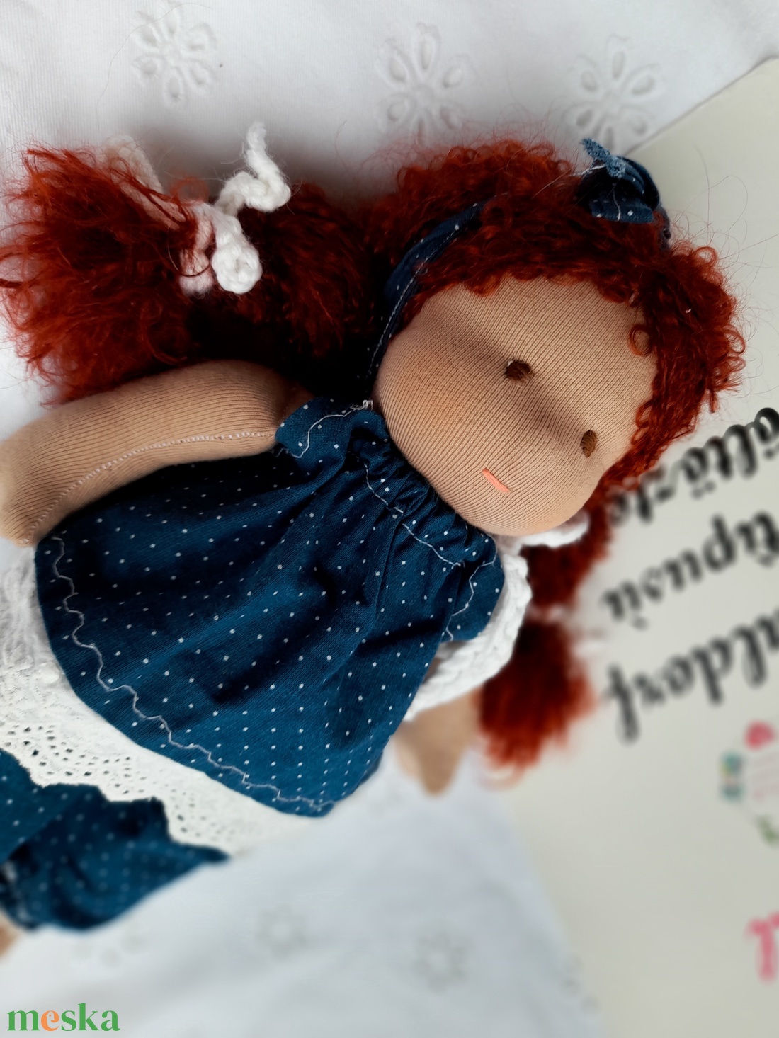 Copfos cuki Waldorf típusú baba pettyes ruhácskában - játék & sport - baba & babaház - öltöztethető baba - Meska.hu Copfos cuki Waldorf típusú baba pettyes ruhácskában - játék & sport - baba & babaház - öltöztethető baba - Meska.hu