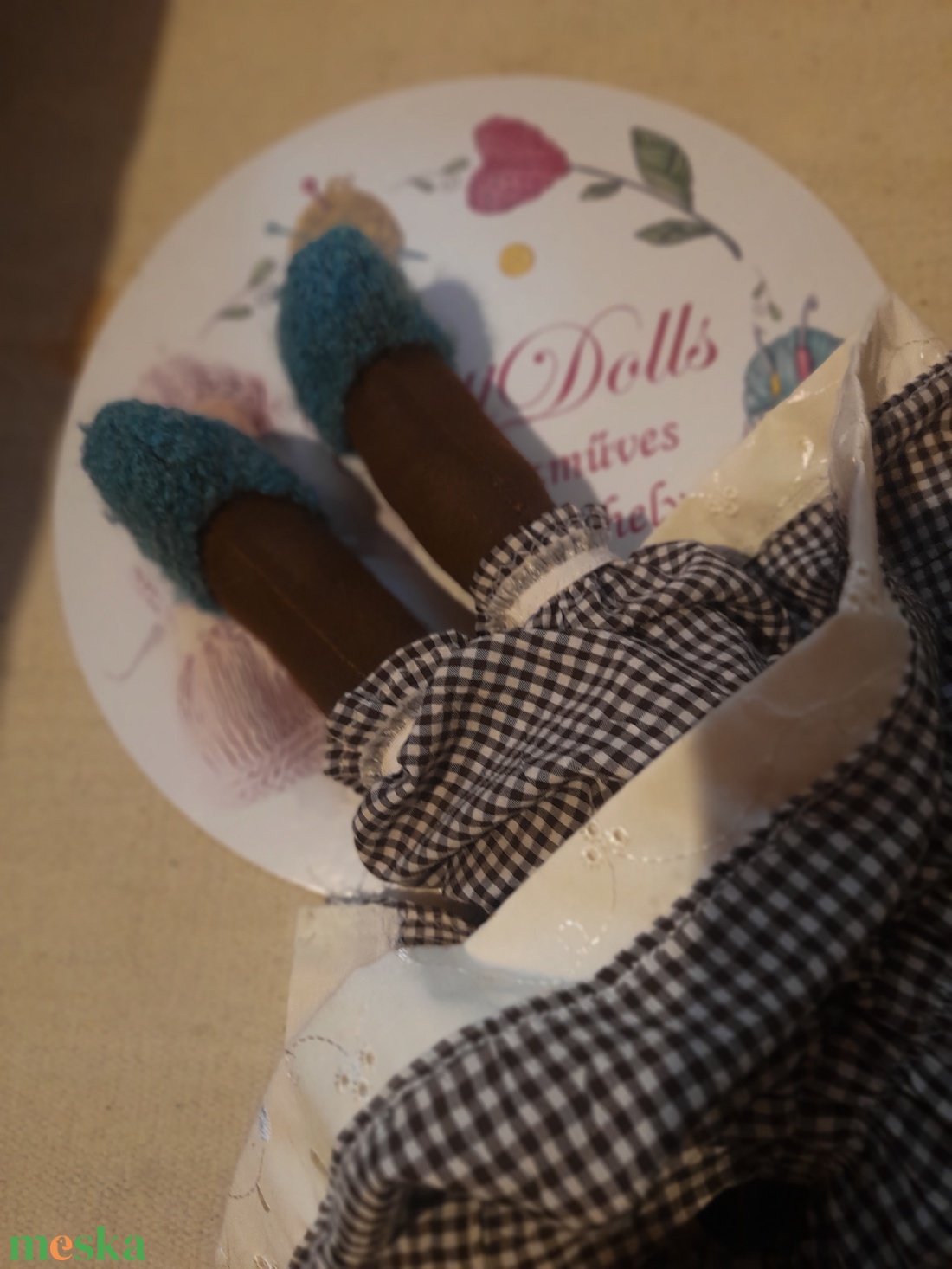 Waldorf típusú baba kockás ruhában - játék & sport - baba & babaház - öltöztethető baba - Meska.hu