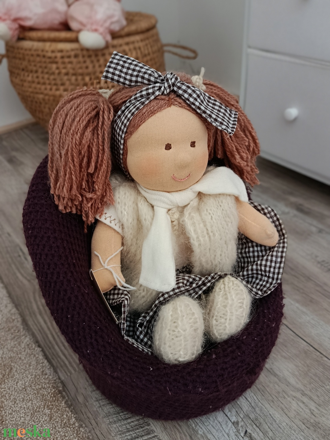 Pihe puha szeretgetős copfos Waldorf baba  - játék & sport - baba & babaház - öltöztethető baba - Meska.hu