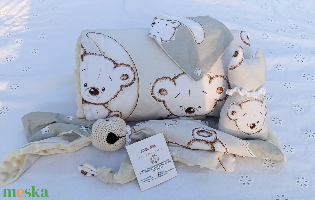 Gyönyörű natúr 4 részes Babaváró Babaköszöntő ajándék szett  - baba - mama - babalátogató ajándékcsomag - Meska.hu