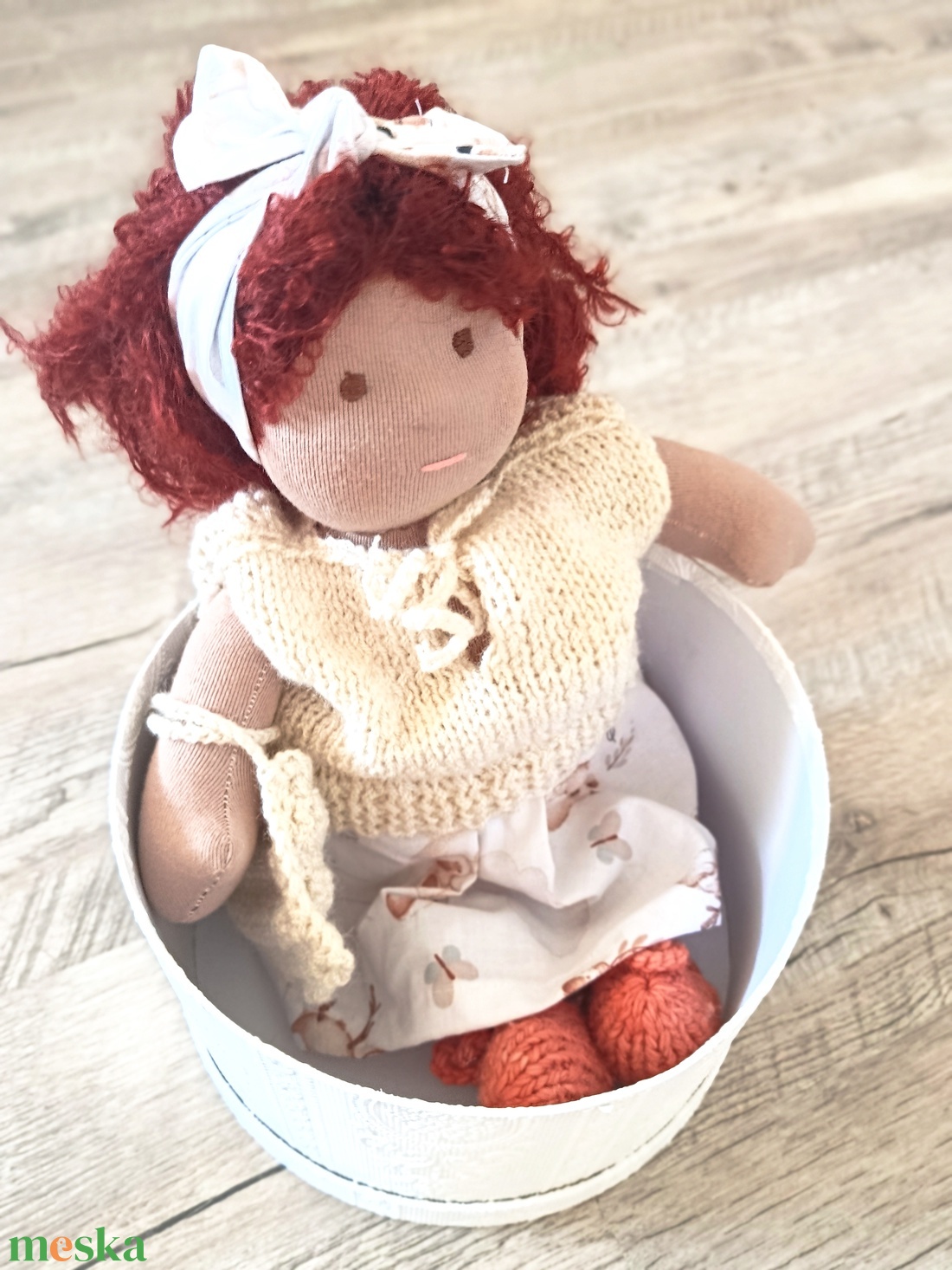  Öltöztethető vöröshajú Waldorf típusú baba keresi társát - játék & sport - baba & babaház - öltöztethető baba - Meska.hu