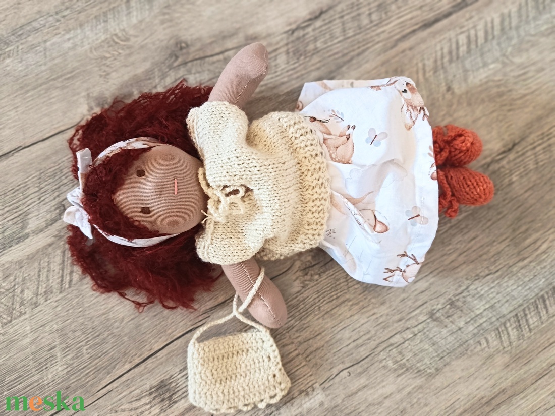 Öltöztethető vöröshajú Waldorf típusú baba keresi társát - játék & sport - baba & babaház - öltöztethető baba - Meska.hu
