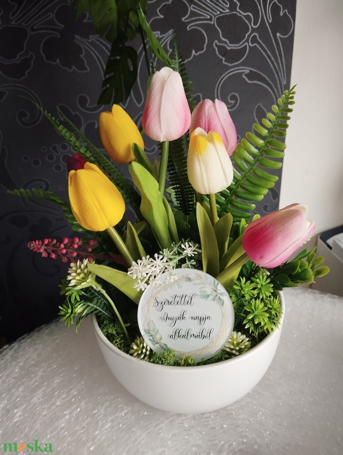 Tavaszi tulipános tál, Anyák napjára - otthon & életmód - dekoráció - asztal és polc dekoráció - asztaldísz - Meska.hu Tavaszi tulipános tál, Anyák napjára - otthon & életmód - dekoráció - asztal és polc dekoráció - asztaldísz - Meska.hu