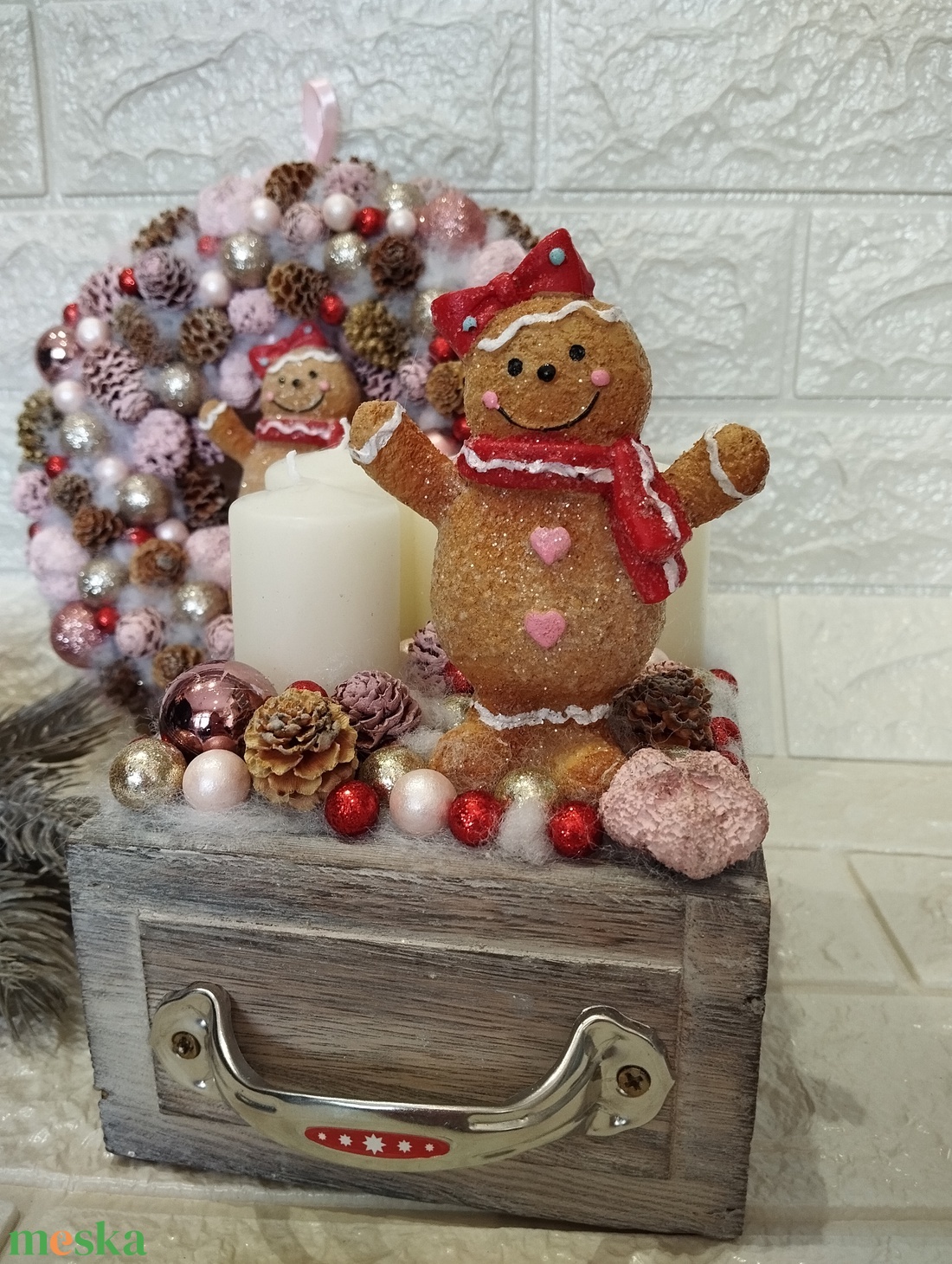 Mézi kislány szett, mályva, púder, piros - karácsony - adventi díszek - adventi asztaldísz - Meska.hu Mézi kislány szett, mályva, púder, piros - karácsony - adventi díszek - adventi asztaldísz - Meska.hu