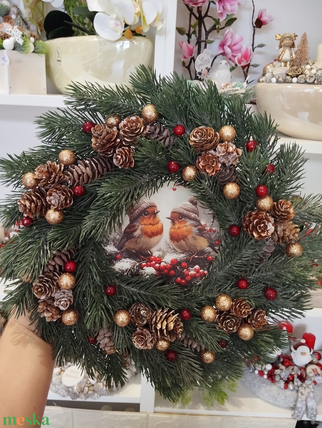 Madárkás adventi szett, élethű 3d fenyővel - karácsony - adventi díszek - adventi asztaldísz - Meska.hu