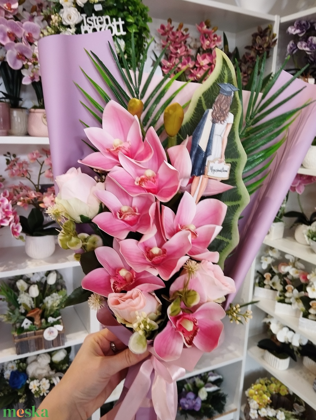 Gumi csónakorchideás csajos csokor - otthon & életmód - virágdekoráció - virágok - virágcsokor - Meska.hu